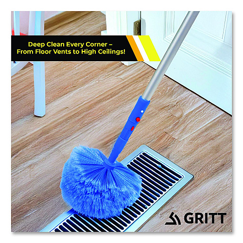 Gritt Commercial Cobweb/Corner Duster Brush with Telescopic Pole, 3 ft to 6 ft Handle, 2/Kit (GRI1026F2PK)