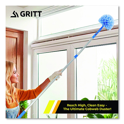 Gritt Commercial Cobweb/Corner Duster Brush with Telescopic Pole, 3 ft to 6 ft Handle, 3/Kit (GRI1026F3PK)