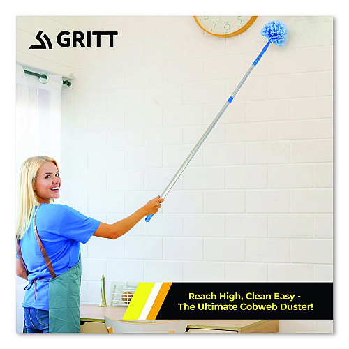 Gritt Commercial Cobweb/Corner Duster Brush with Telescopic Pole, 3 ft to 6 ft Handle, 3/Kit (GRI1026F3PK)
