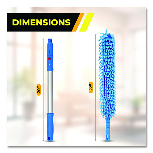 Gritt Commercial Flexible Wand Duster with Microfiber and Chenille Sleeve and 20" Pole, 2/Kit (GRI17520I2PK)