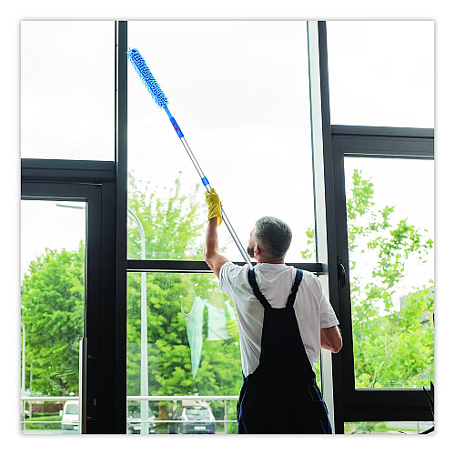 Gritt Commercial Flexible Wand Duster with Microfiber and Chenille Sleeve and 6 ft Telescopic Pole (GRI1756F)