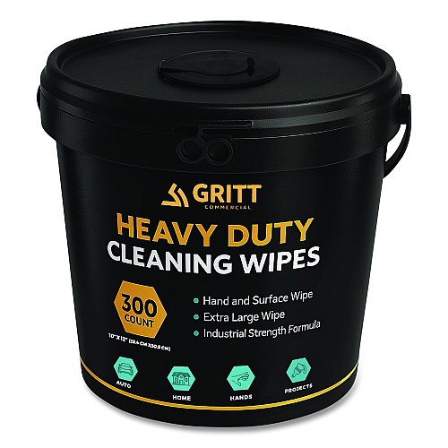 Gritt Commercial Heavy-Duty Cleaning Wipes, 10 x 12, Citrus, White, 300/Bucket (GRI6300)