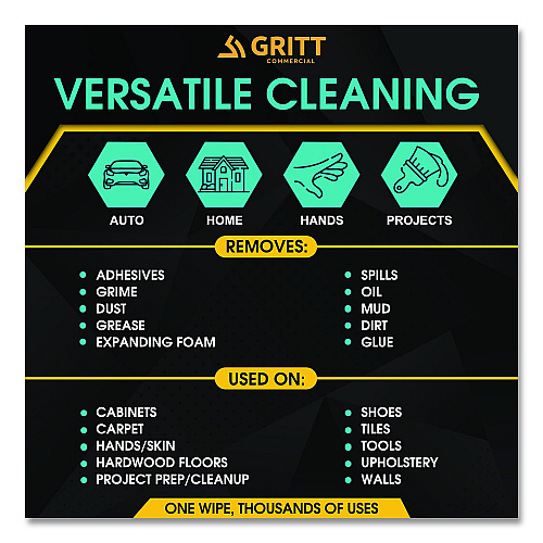 Gritt Commercial Heavy-Duty Cleaning Wipes, 10 x 12, Citrus, White, 300/Bucket (GRI6300)