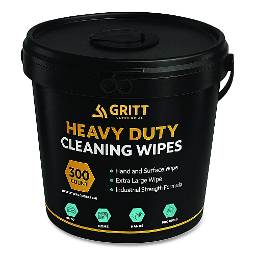 Gritt Commercial Heavy-Duty Cleaning Wipes, 10 x 12, Citrus, White, 300 Wipes/Bucket, 4 Buckets/Carton (GRI63004)