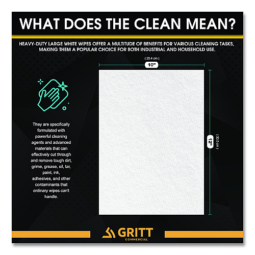 Gritt Commercial Heavy-Duty Cleaning Wipes, 10 x 12, Citrus, White, 300 Wipes/Bucket, 4 Buckets/Carton (GRI63004)