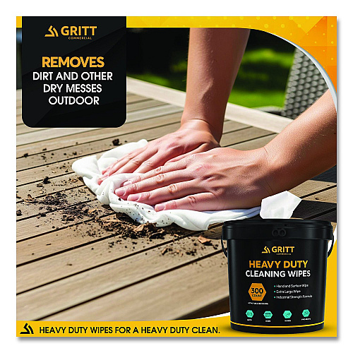 Gritt Commercial Heavy-Duty Cleaning Wipes, 10 x 12, Citrus, White, 300 Wipes/Bucket, 4 Buckets/Carton (GRI63004)