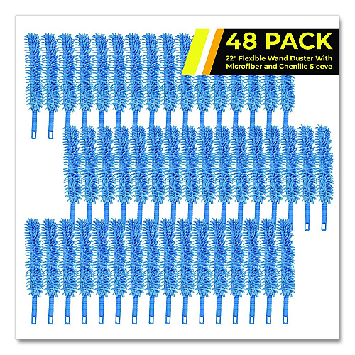 Gritt Commercial Flexible Wand Duster with Microfiber and Chenille Sleeve, 22" Length, 48/Carton (GRI17648PK)