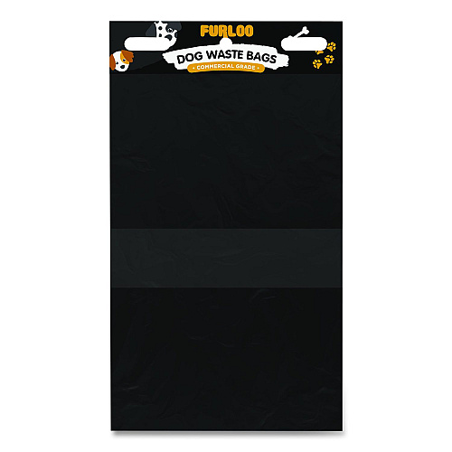 Furloo Pet Waste Station Header Heavy-Duty Leak-Resistant Dog Waste Refill Bags, Open-Face, 8.5" x 13.4", Black, 1000 Bags/Carton (FLO2110)