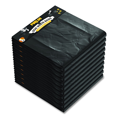 Furloo Pet Waste Station Header Heavy-Duty Leak-Resistant Dog Waste Refill Bags, Open-Face, 8.5" x 13.4", Black, 1000 Bags/Carton (FLO2110)