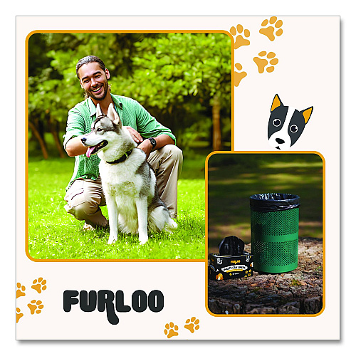 Furloo 13-Gallon Heavy Duty Dog Waste Station Can Liners, Open-Face, 13 Gallons, 26" x 33", Black, 50 Bags/Roll, 2/Pack (FLO222PK)