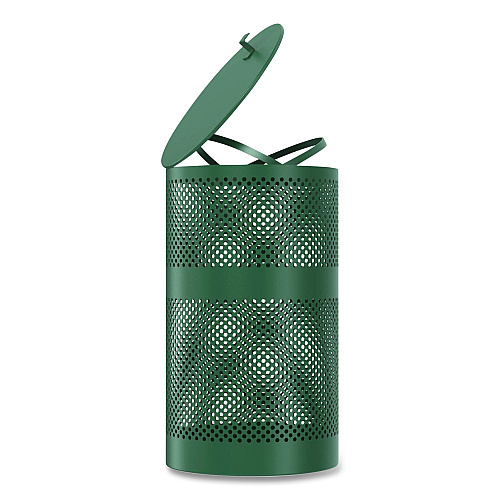 Furloo 13 Gallon Heavy-Duty Outdoor Pet Waste Trash Can with Lid, Top Door, Green (FLO1TG)
