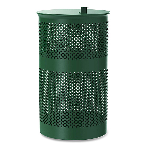 Furloo 13 Gallon Heavy-Duty Outdoor Pet Waste Trash Can with Lid, Top Door, Green (FLO1TG)