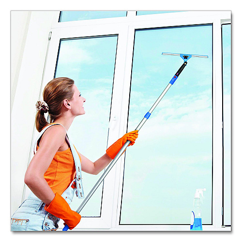 Gritt Commercial Pro Window Washing Kit with Swivel Squeegee and 6 ft Telescopic Pole, 14" Wide Blade, 3/Kit (GRI1306F143P)