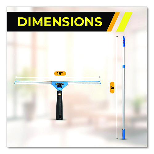 Gritt Commercial Pro Window Washing Kit with Swivel Squeegee and 6 ft Telescopic Pole, 18" Wide Blade, 3/Kit (GRI1306F183P)