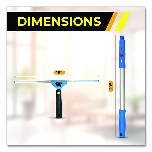 Gritt Commercial Pro Window Washing Kit with Swivel Window Squeegee and 20" Pole, 18" Wide Blade, 3/Kit (GRI131183PK)