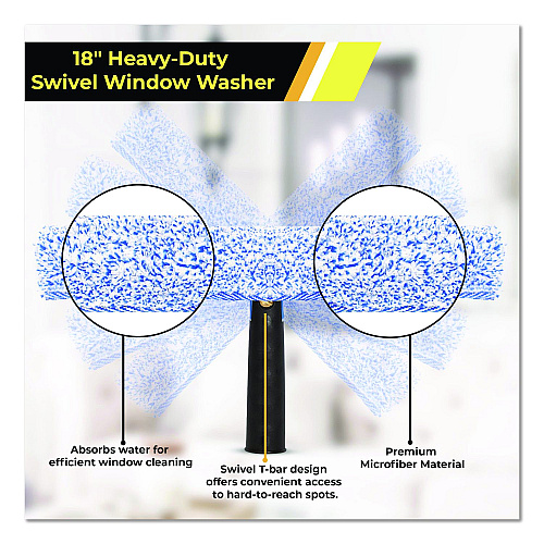 Gritt Commercial Heavy-Duty Swivel Window Washer, 18" Wide Blade, 12/Carton (GRI1331812PK)