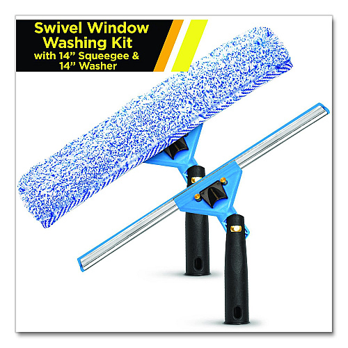Gritt Commercial Swivel Window Washing Kit with Squeegee and Washer, 14" Wide (GRI136)