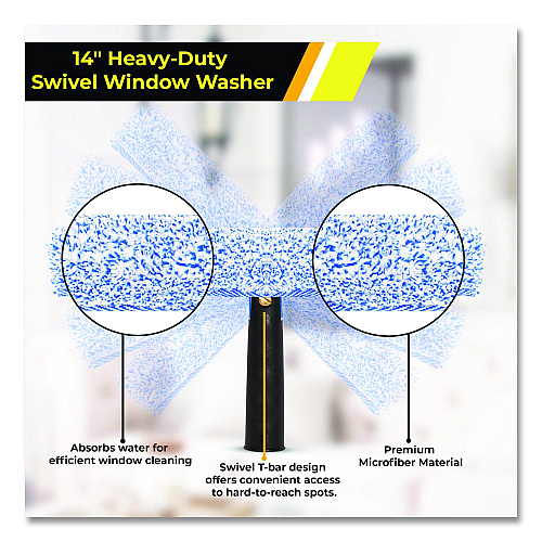 Gritt Commercial Swivel Window Washing Kit with Squeegee and Washer, 14" Wide (GRI136)