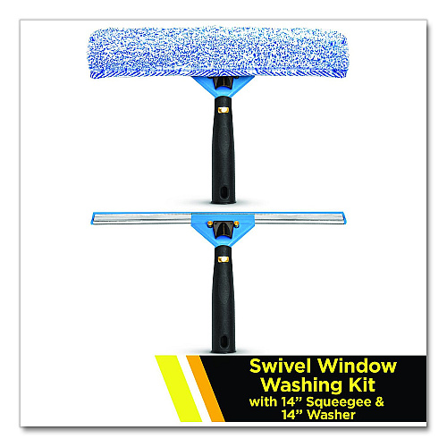 Gritt Commercial Swivel Window Washing Kit with Squeegee and Washer, 14" Wide (GRI136)