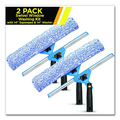 Gritt Commercial Swivel Window Washing Kit with Squeegee and Washer, 14" Wide, 2/Kit (GRI1362PK)