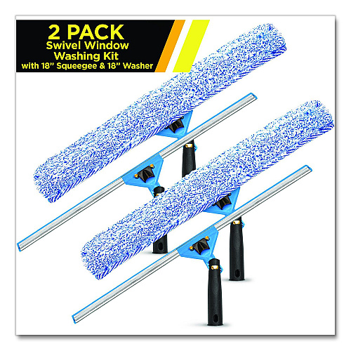 Gritt Commercial Swivel Window Washing Kit with Squeegee and Washer, 18" Wide, 2/Kit (GRI136182PK)