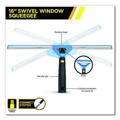 Gritt Commercial Swivel Window Washing Kit with Squeegee and Washer, 18" Wide, 3/Kit (GRI136183PK)