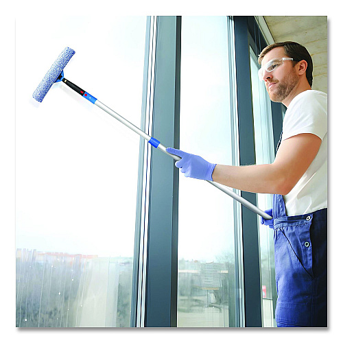Gritt Commercial Pro Window Washing Kit with Squeegee, Washer and 6 ft Telescopic Pole, 14" Wide (GRI1376F14)