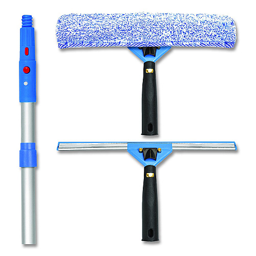 Gritt Commercial Pro Window Washing Kit with Squeegee, Washer and 6 ft Telescopic Pole, 14" Wide, 3/Kit (GRI1376F143P)