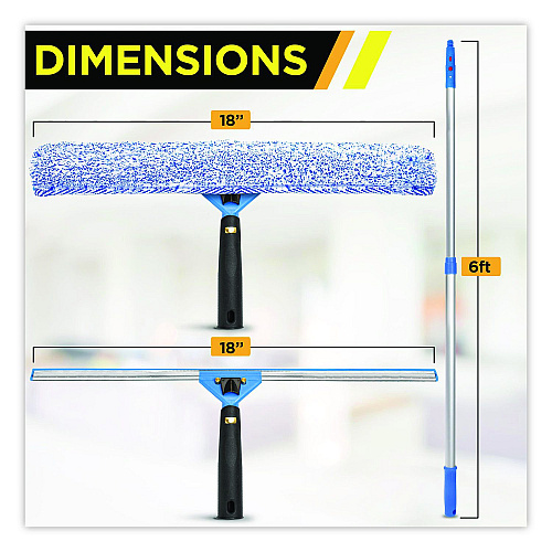 Gritt Commercial Pro Window Washing Kit with 14" Wide Blade Squeegee, Washer, 6 ft Telescopic Pole and 3 gal Heavy-Duty Bucket, 2/Kit (GRI137B6F142)