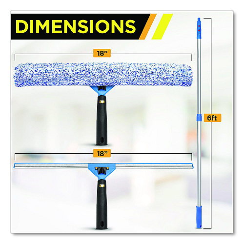 Gritt Commercial Pro Window Washing Kit with 14" Wide Blade Squeegee, Washer, 6 ft Telescopic Pole and 3 gal Heavy-Duty Bucket, 3/Kit (GRI137B6F143)