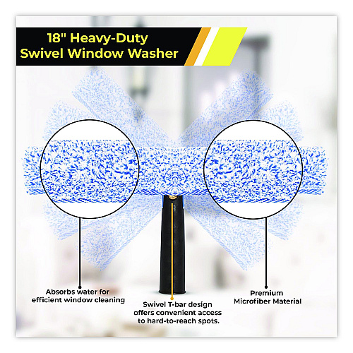 Gritt Commercial Pro Window Washing Kit with Squeegee, Washer and 20" Pole, 18" Wide Blade (GRI13818)