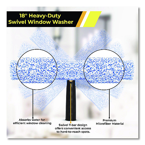 Gritt Commercial Pro Window Washing Kit with Squeegee, Washer and 20" Pole, 18" Blade, 3/Kit (GRI138183PK)