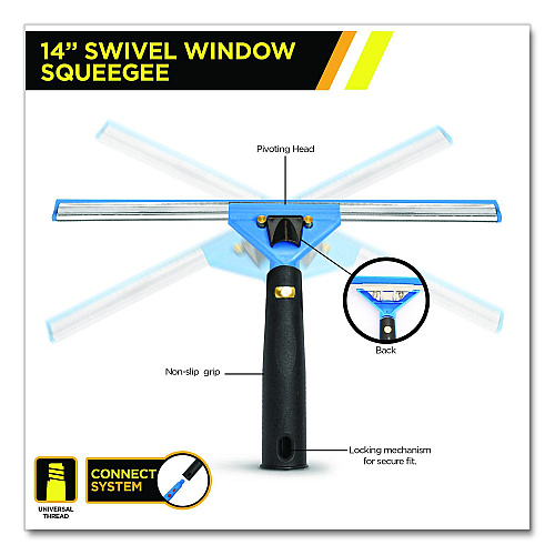 Gritt Commercial Pro Window Cleaning Kit with 14" Squeegee, 14" Washer, 20" Pole and 3 Gallon Heavy-Duty Bucket, 2/Kit (GRI138B2PK)