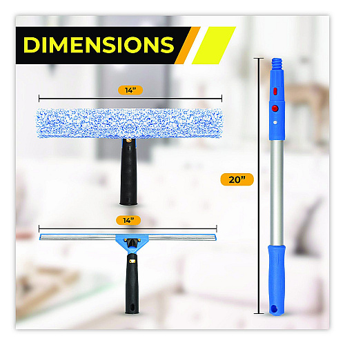Gritt Commercial Pro Window Cleaning Kit with 14" Squeegee, 14" Washer, 20" Pole and 3 Gallon Heavy-Duty Bucket, 3/Kit (GRI138B3PK)