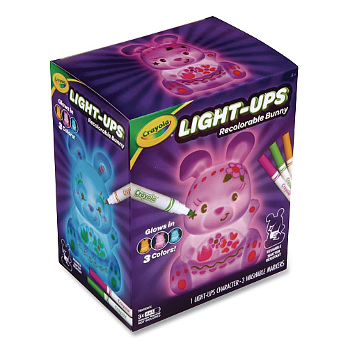 Crayola Light Ups Recolorable Bunny with (3) Ultra-Clean Washable Markers, Ages 4 and Up, 4 Pieces (747643)