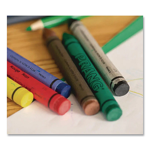 Prang Crayons Made with Soy, Regular Size, 0.37" x 3.7", 8 Assorted Colors, 8/Box (00000)