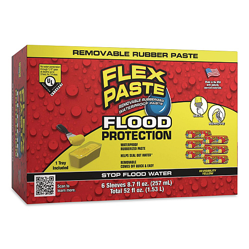 Flex Seal Flex Paste Flood Protection Paste, (6) 8.7 oz Sleeves with Tray/Pack, Dries Yellow, 2 Packs/Carton (RPSYELR64)