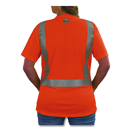 ergodyne GloWear 8274 Class 2 Women's Essential Hi-Vis T-Shirt, Small, Orange (22082)