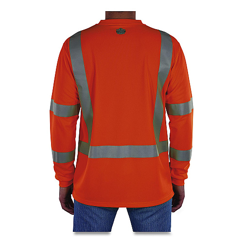 ergodyne GloWear 8368 Class 3 Essential Hi-Vis Long Sleeve T-Shirt, 5X-Large, Orange (22069)