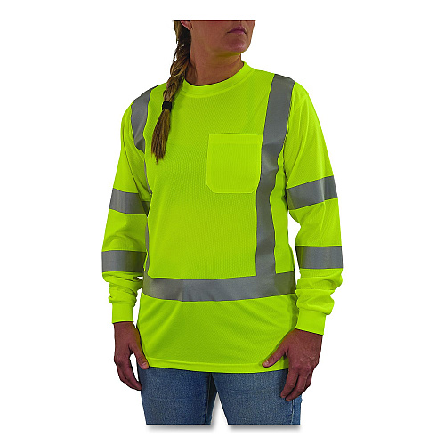 ergodyne GloWear 8374 Class 3 Women's Essential Hi-Vis Long Sleeve T-Shirt, Small, Lime (22092)