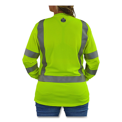 ergodyne GloWear 8374 Class 3 Women's Essential Hi-Vis Long Sleeve T-Shirt, Small, Lime (22092)