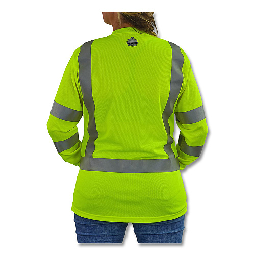 ergodyne GloWear 8374 Class 3 Women's Essential Hi-Vis Long Sleeve T-Shirt, Medium, Lime (22093)