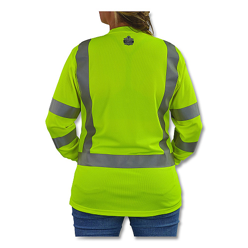 ergodyne GloWear 8374 Class 3 Women's Essential Hi-Vis Long Sleeve T-Shirt, Large, Lime (22094)