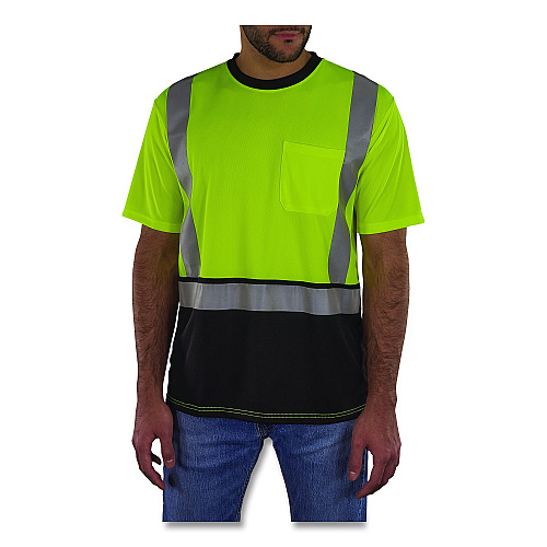 ergodyne GloWear 8286BK Class 2 Essential Hi-Vis T-Shirt with Black Bottom, 2X-Large, Lime (22166)