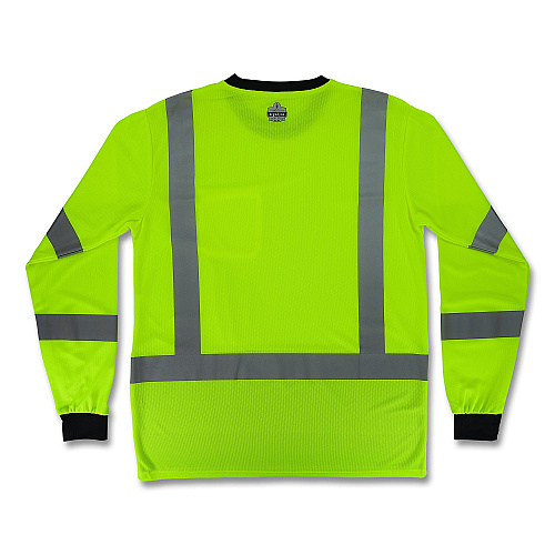 ergodyne GloWear 8369BK Class 3 Essential Hi-Vis Long Sleeve T-Shirt with Black Bottom, 4X-Large, Lime (22208)