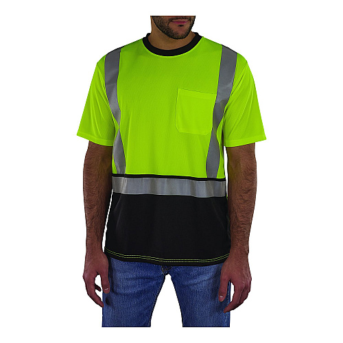ergodyne GloWear 8286BK Class 2 Essential Hi-Vis T-Shirt with Black Bottom, 3X-Large, Lime (22167)