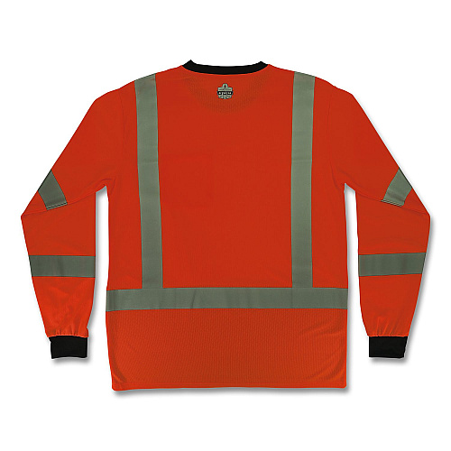ergodyne GloWear 8369BK Class 3 Essential Hi-Vis Long Sleeve T-Shirt with Black Bottom, Medium, Orange (22223)