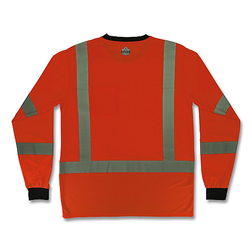 ergodyne GloWear 8369BK Class 3 Essential Hi-Vis Long Sleeve T-Shirt with Black Bottom, Large, Orange (22224)