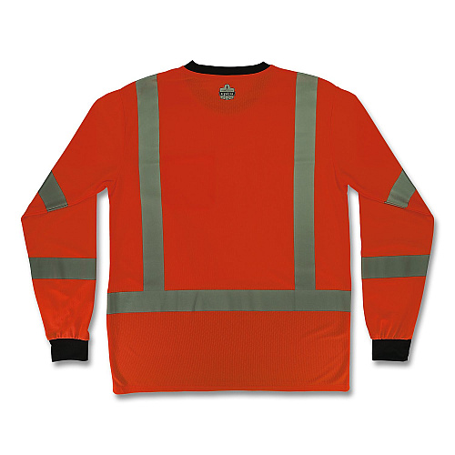 ergodyne GloWear 8369BK Class 3 Essential Hi-Vis Long Sleeve T-Shirt with Black Bottom, X-Large, Orange (22225)