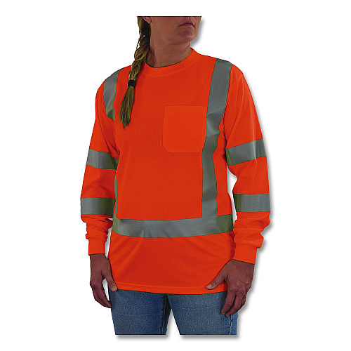 ergodyne GloWear 8374 Class 3 Women's Essential Hi-Vis Long Sleeve T-Shirt, X-Large, Orange (22155)